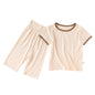 Summer Baby Kids Simple Color Patchwork Top and Plain Pants Casual Clothing Set