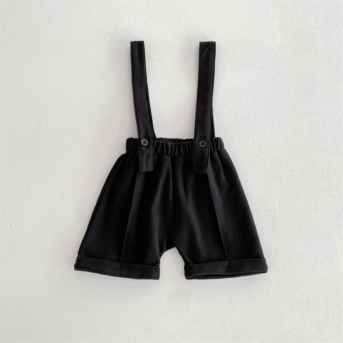 Spring Baby Kids Unisex Plain Long Sleeves Base Shirt And Overalls Clothing Set