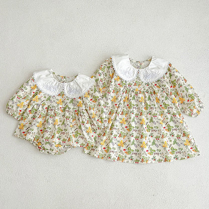 Autumn Doll Neck Long Sleeve Sweet Style Dress Onesies